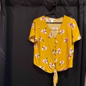 Yellow floral blouse